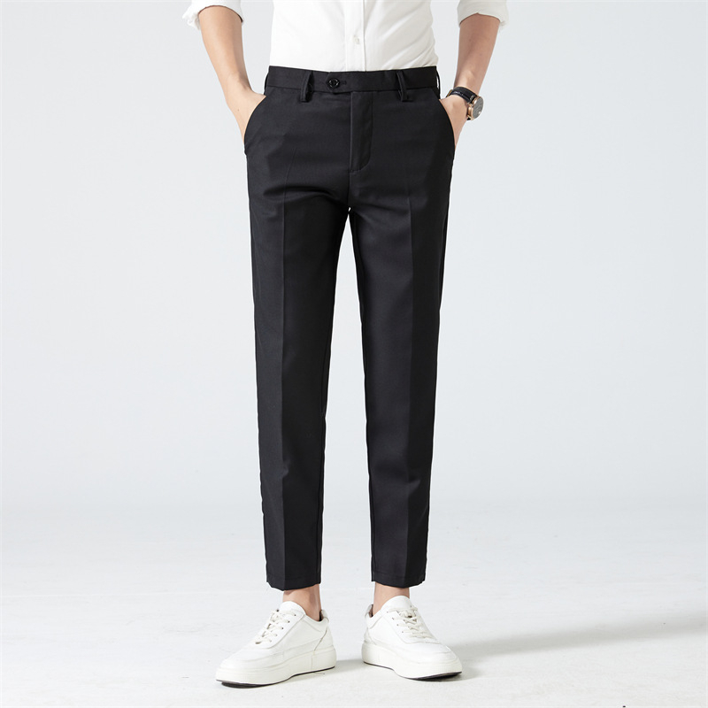 Muške hlače za odijelo bez nabora, lagane, poslovnog stila, slim straight kroj