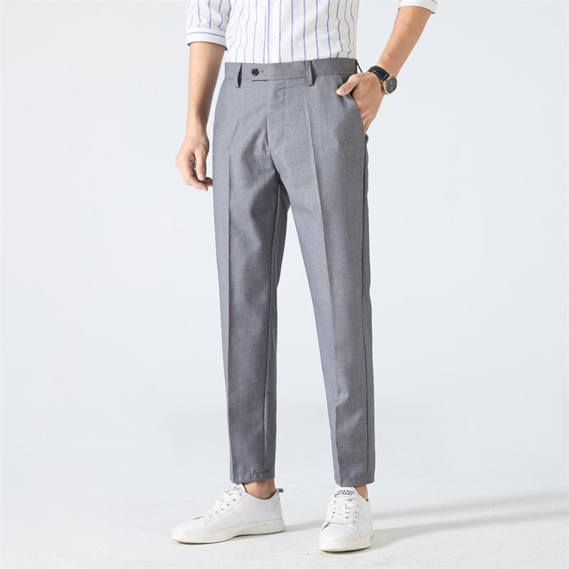 Muške hlače za odijelo bez nabora, lagane, poslovnog stila, slim straight kroj