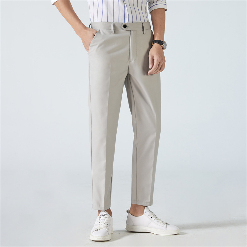 Muške hlače za odijelo bez nabora, lagane, poslovnog stila, slim straight kroj