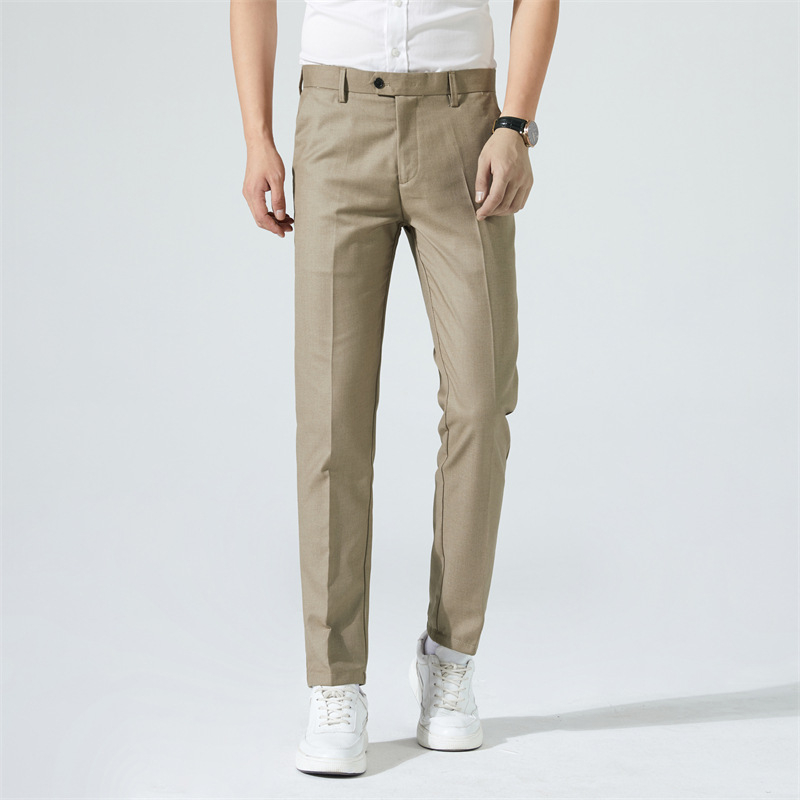 Muške hlače za odijelo bez nabora, lagane, poslovnog stila, slim straight kroj