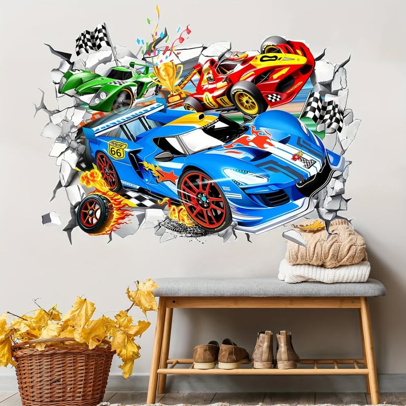 3D naljepnice za zid za divlje off-road utrke, samoljepljive PVC dekoracije za dnevni boravak
