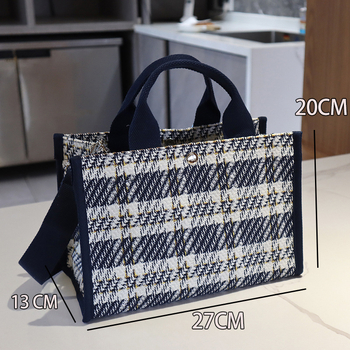 Kockasta platnena torba, vodootporna, svestrana tote torba s remenom za rame i crossbody