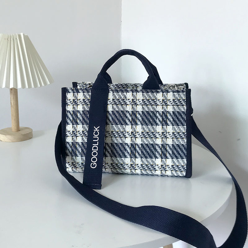 Kockasta platnena torba, vodootporna, svestrana tote torba s remenom za rame i crossbody