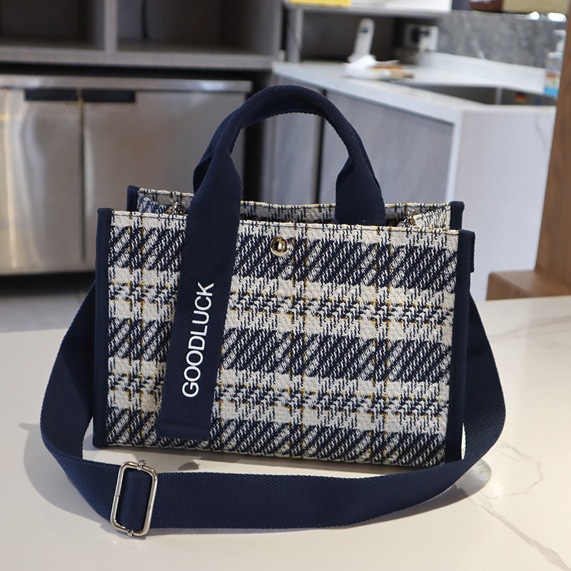 Kockasta platnena torba, vodootporna, svestrana tote torba s remenom za rame i crossbody