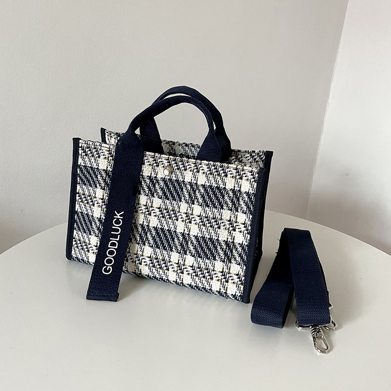 Kockasta platnena torba, vodootporna, svestrana tote torba s remenom za rame i crossbody
