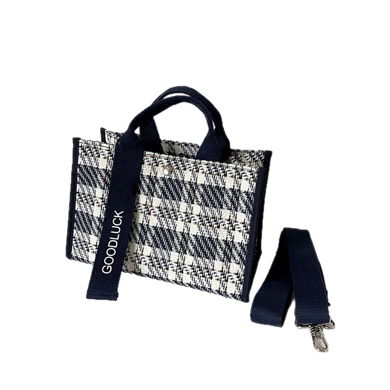 Kockasta platnena torba, vodootporna, svestrana tote torba s remenom za rame i crossbody