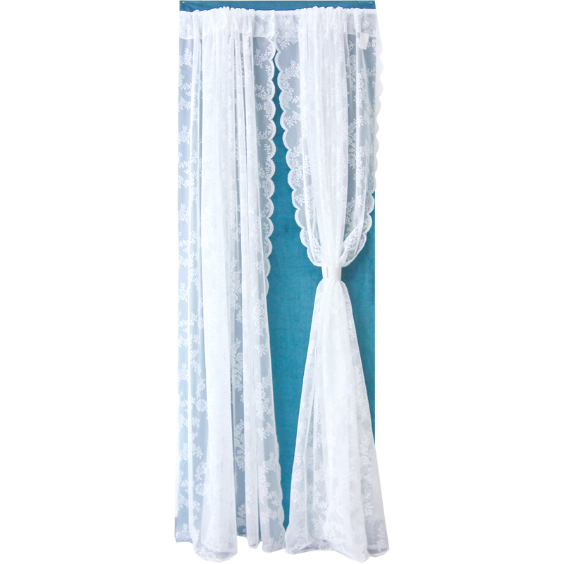 Čipkasta zavjesa za vrata, francuski stil, romantična spavaća soba, cvjetni uzorak, prozirna zavjesa
