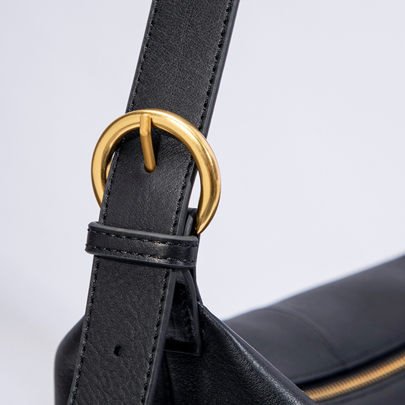 Baria Hobo torba od prve slojevite teleće kože, prava koža, srednje veličine, za svakodnevnu uporabu (ramena ili crossbody)