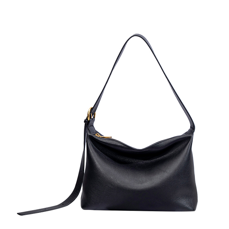 Baria Hobo torba od prve slojevite teleće kože, prava koža, srednje veličine, za svakodnevnu uporabu (ramena ili crossbody)