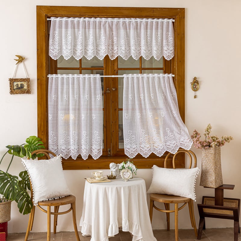 Moderne minimalistne kratke zavjese – američko/europski stil za male prozore i kuhinju, prozirni warp-knit materijal, kratke zavjese u japanskom stilu sa džepom za šipku