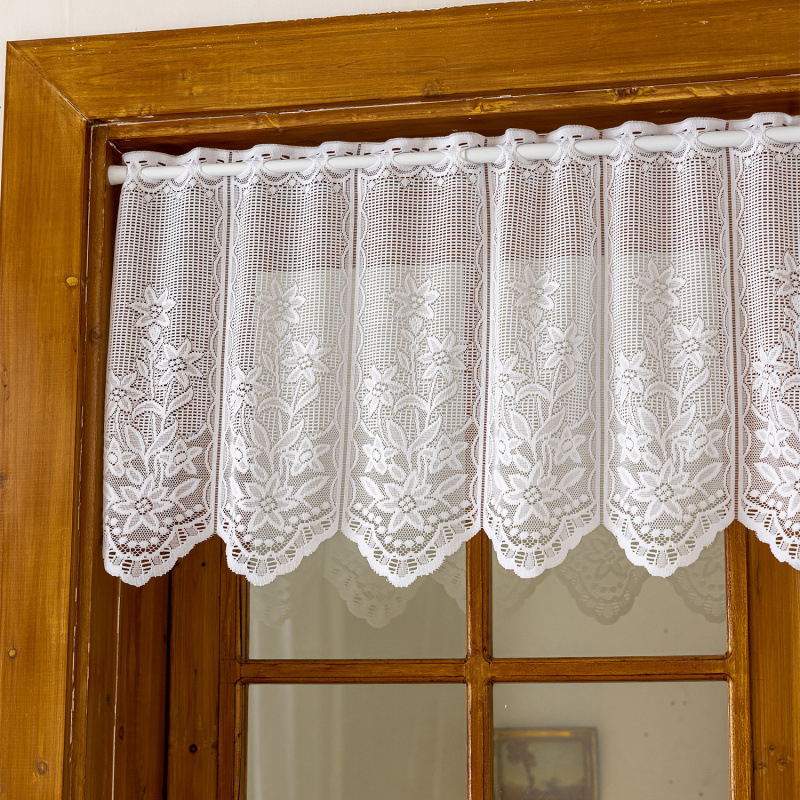 Moderne minimalistne kratke zavjese – američko/europski stil za male prozore i kuhinju, prozirni warp-knit materijal, kratke zavjese u japanskom stilu sa džepom za šipku