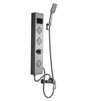 Panou de duș montat pe perete din oțel inox 304 cu afișaj digital și lampă LED
