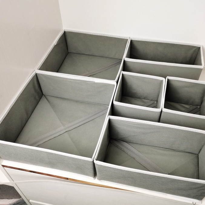 Šestodijelni sklopivi kutija za pohranu od netkanog materijala, u stilu ladice, za organiziranje čarapa, grudnjaka i donjeg rublja