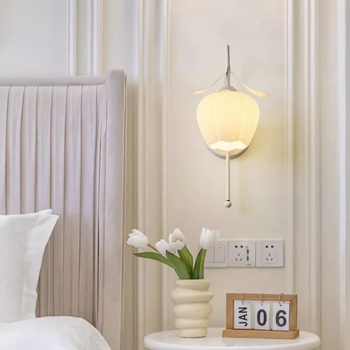 Zidna lampa s ratanskim cvjetom, skandinavski stil, krem boje svjetlo, dekorativno osvjetljenje hodnika