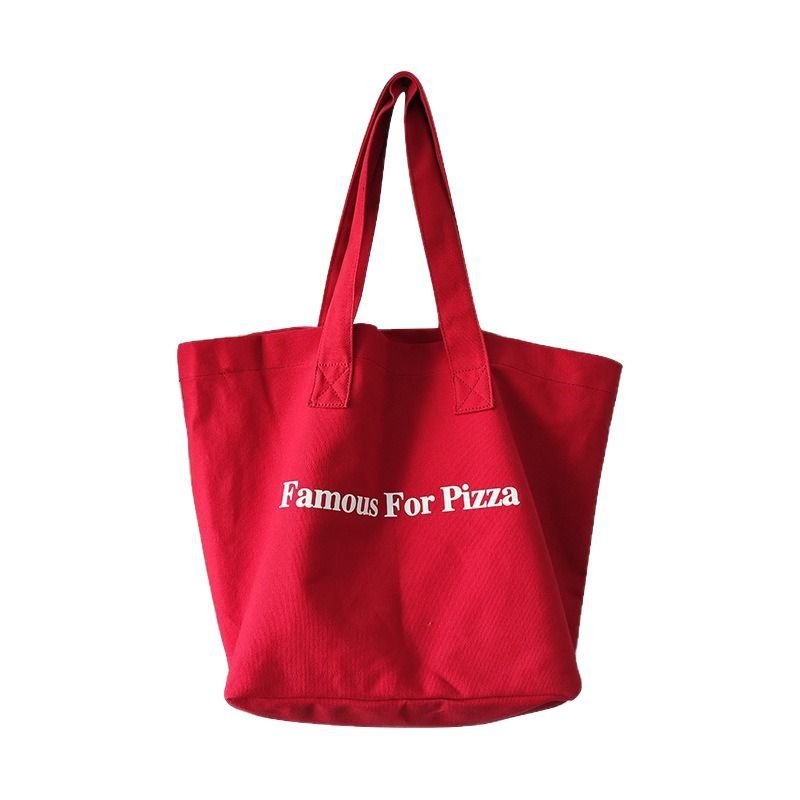 Prilagođena crvena platnena torba za žene, velika zapremina, dnevna torba preko ramena, književno-niche stil