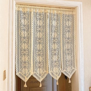 Boemska zavjesa za vrata s heklanom čipkom, poluzavjesa za kuhinju i ulaz, Feng Shui stil