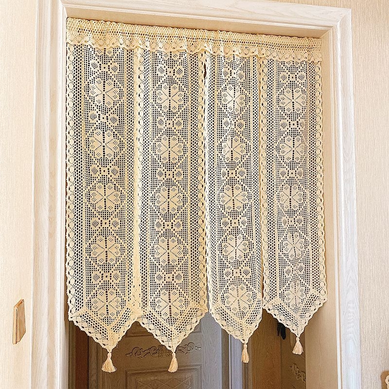 Boemska zavjesa za vrata s heklanom čipkom, poluzavjesa za kuhinju i ulaz, Feng Shui stil