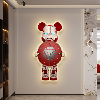 Violent Bear kreativni zidni sat za dnevni boravak s zidnom lampom – visokokvalitetni dekorativni sat za ulaz