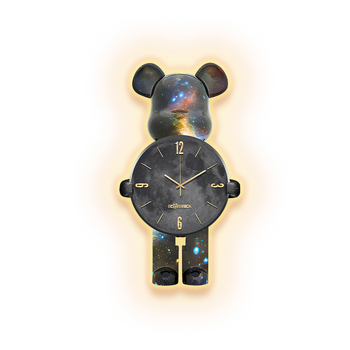 Violent Bear kreativni zidni sat za dnevni boravak s zidnom lampom – visokokvalitetni dekorativni sat za ulaz