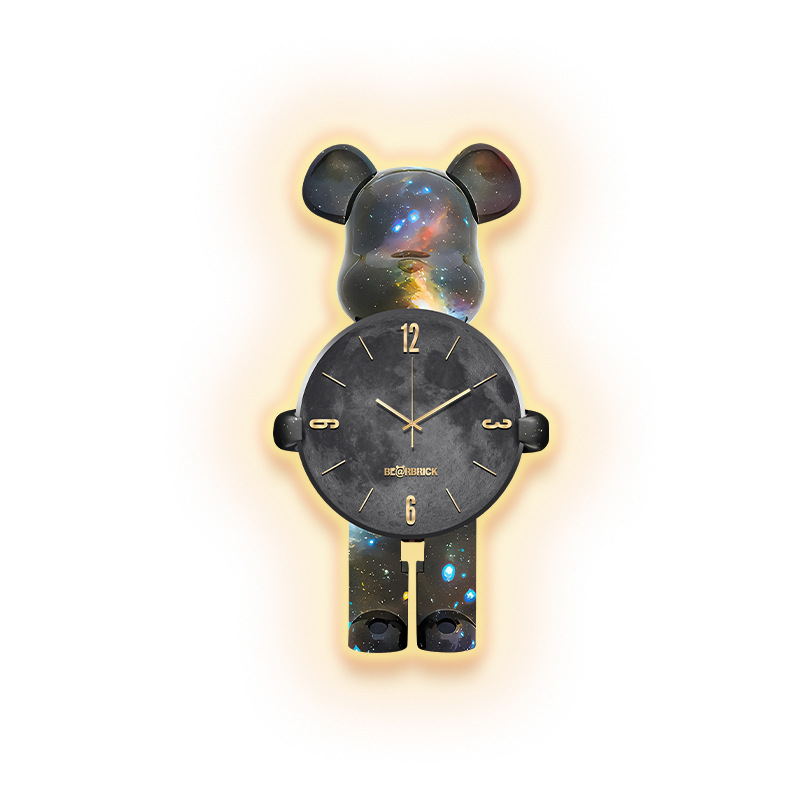 Violent Bear kreativni zidni sat za dnevni boravak s zidnom lampom – visokokvalitetni dekorativni sat za ulaz