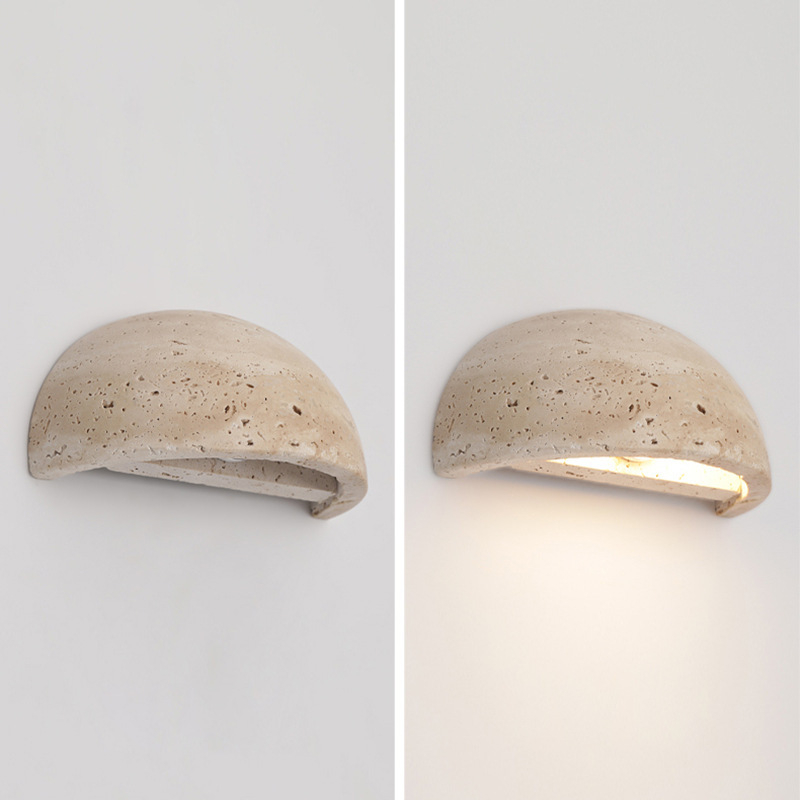 Vintage zidna lampa od žutog kamena u stilu wabi-sabi, za smještaj i restoran, ambijentalno osvjetljenje hodnika i stubišta.