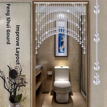Záves na dvere Feng Shui s krištáľovými korálkami, tvar dýňe, do kúpeľne, spálne, vstupu, priečky, obývačky a chodby – bez vŕtania