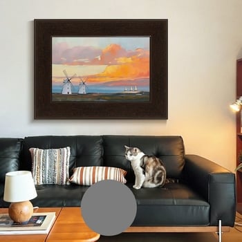 Golden Afterglow: Krajina u francuskom stilu srednjeg vijeka za dnevni boravak, u okviru, Giclée na platnu uljnim bojama
