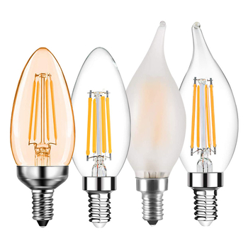 C35 Edison LED žarulja s vlaknima, prozirno staklo, mat oblik svećice, vintage stil