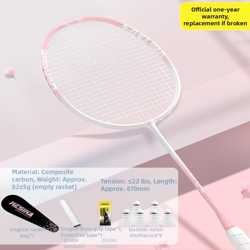 Set rakiet na badminton pre dievčatá – rakety na singl aj dubl, vysoká pružnosť, ľahká konštrukcia z karbónu, štýlový dizajn