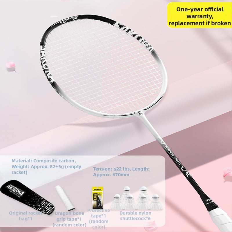 Set rakiet na badminton pre dievčatá – rakety na singl aj dubl, vysoká pružnosť, ľahká konštrukcia z karbónu, štýlový dizajn