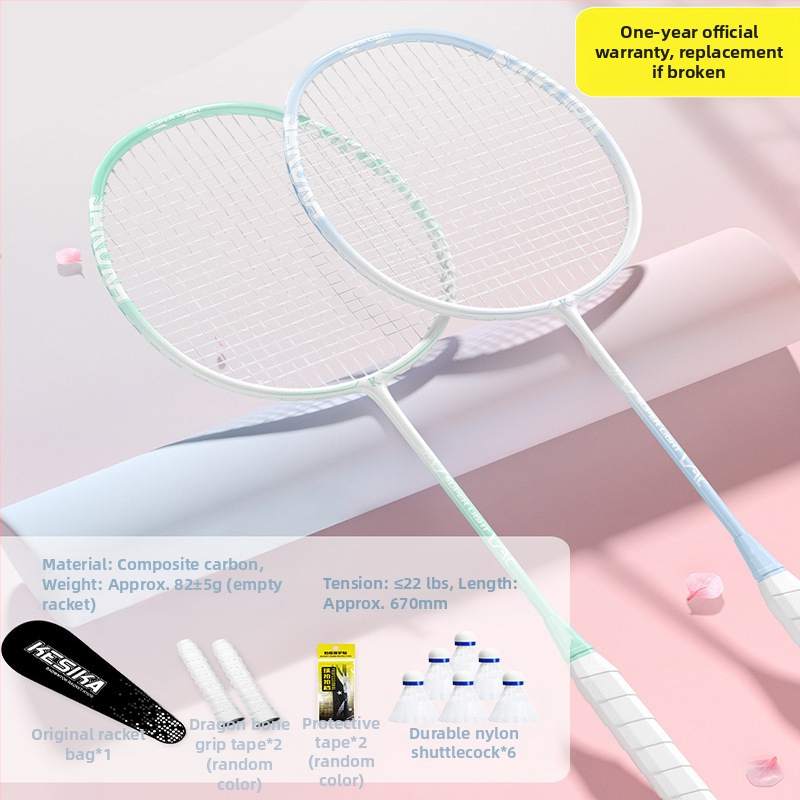 Set rakiet na badminton pre dievčatá – rakety na singl aj dubl, vysoká pružnosť, ľahká konštrukcia z karbónu, štýlový dizajn