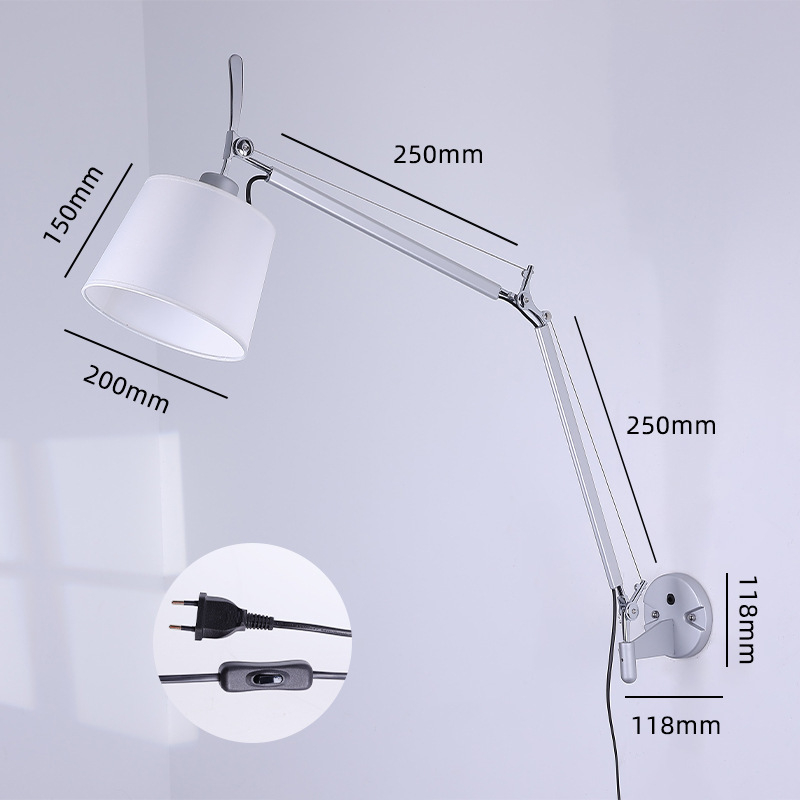 Industrijskog stila zidna LED lampa s podesivim ramenom, aluminijsko kućište, za spavaću sobu, dnevni boravak i stubište