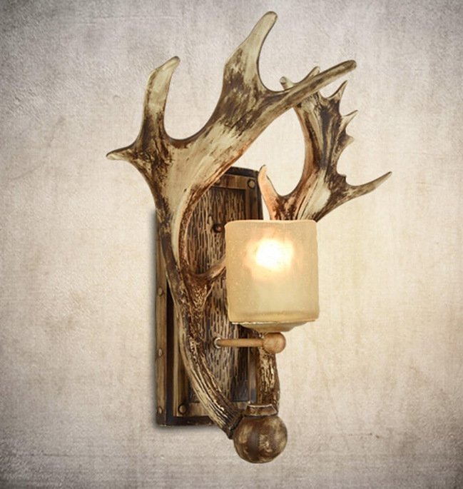 Zidna lampa s jelenjim rogom, američki retro stil, za dnevni boravak, blagovaonu i spavaću sobu, nordijski dekor za planinsku kućicu
