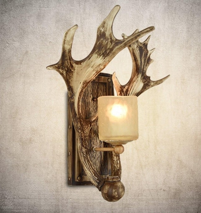 Zidna lampa s jelenjim rogom, američki retro stil, za dnevni boravak, blagovaonu i spavaću sobu, nordijski dekor za planinsku kućicu