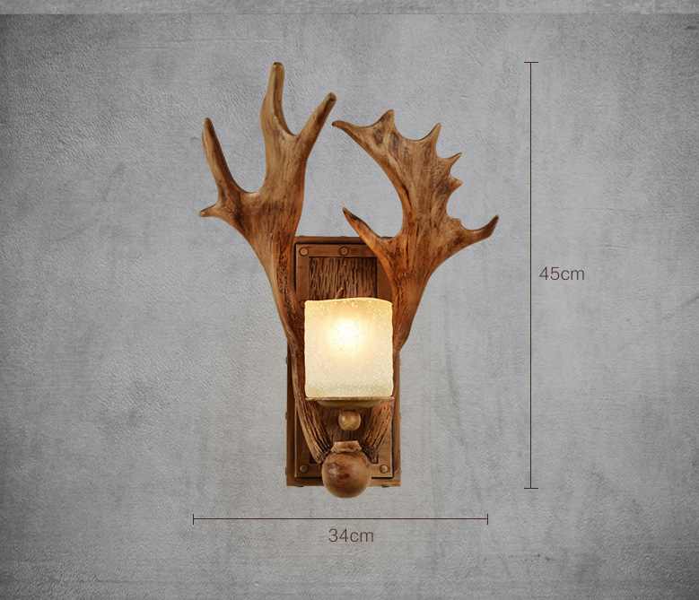 Zidna lampa s jelenjim rogom, američki retro stil, za dnevni boravak, blagovaonu i spavaću sobu, nordijski dekor za planinsku kućicu