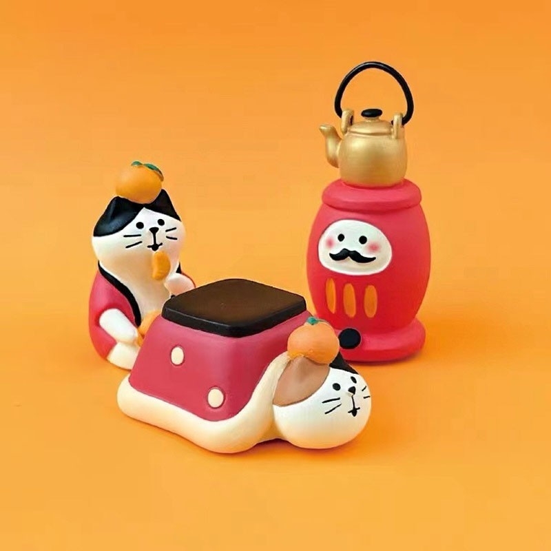 Smolirani mini ukras s japanskim stilom narandžaste mačke za DIY projekte