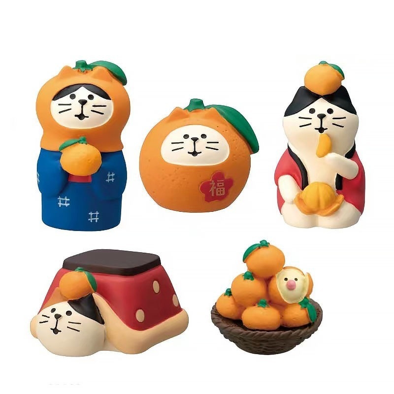 Smolirani mini ukras s japanskim stilom narandžaste mačke za DIY projekte