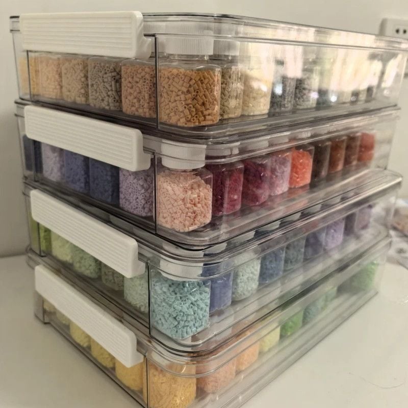 Prozirna akrilna kutija za perle s poklopcem i odjeljcima, materijalni set i organizator alata za perle