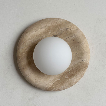 Wabi-Sabi stil, prirodna jade zidna lampa, francuski luksuz hotel-vila stil, travertinska zidna lampa za pozadinu, mermerna lampa za spavaću sobu