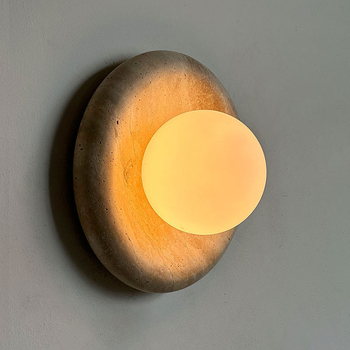Wabi-Sabi stil, prirodna jade zidna lampa, francuski luksuz hotel-vila stil, travertinska zidna lampa za pozadinu, mermerna lampa za spavaću sobu
