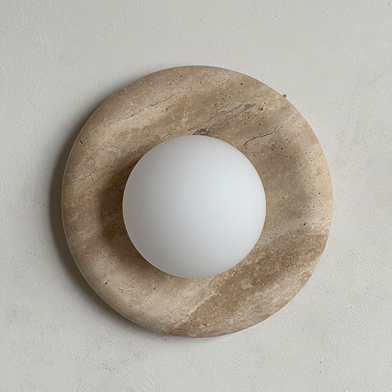 Wabi-Sabi stil, prirodna jade zidna lampa, francuski luksuz hotel-vila stil, travertinska zidna lampa za pozadinu, mermerna lampa za spavaću sobu