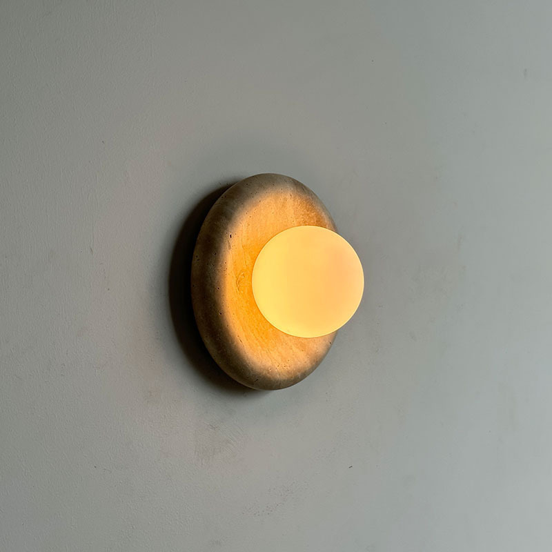 Wabi-Sabi stil, prirodna jade zidna lampa, francuski luksuz hotel-vila stil, travertinska zidna lampa za pozadinu, mermerna lampa za spavaću sobu