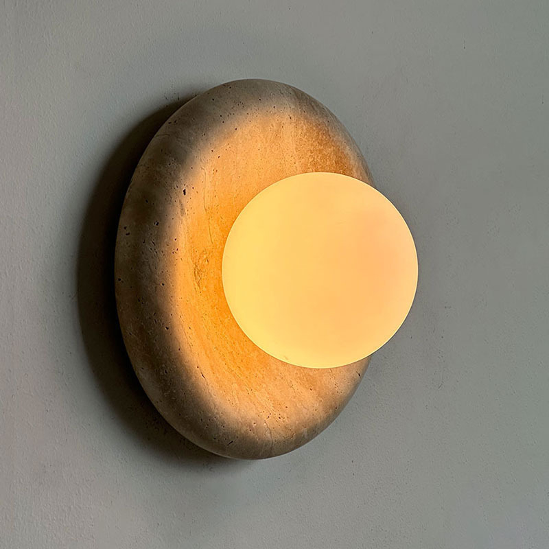 Wabi-Sabi stil, prirodna jade zidna lampa, francuski luksuz hotel-vila stil, travertinska zidna lampa za pozadinu, mermerna lampa za spavaću sobu