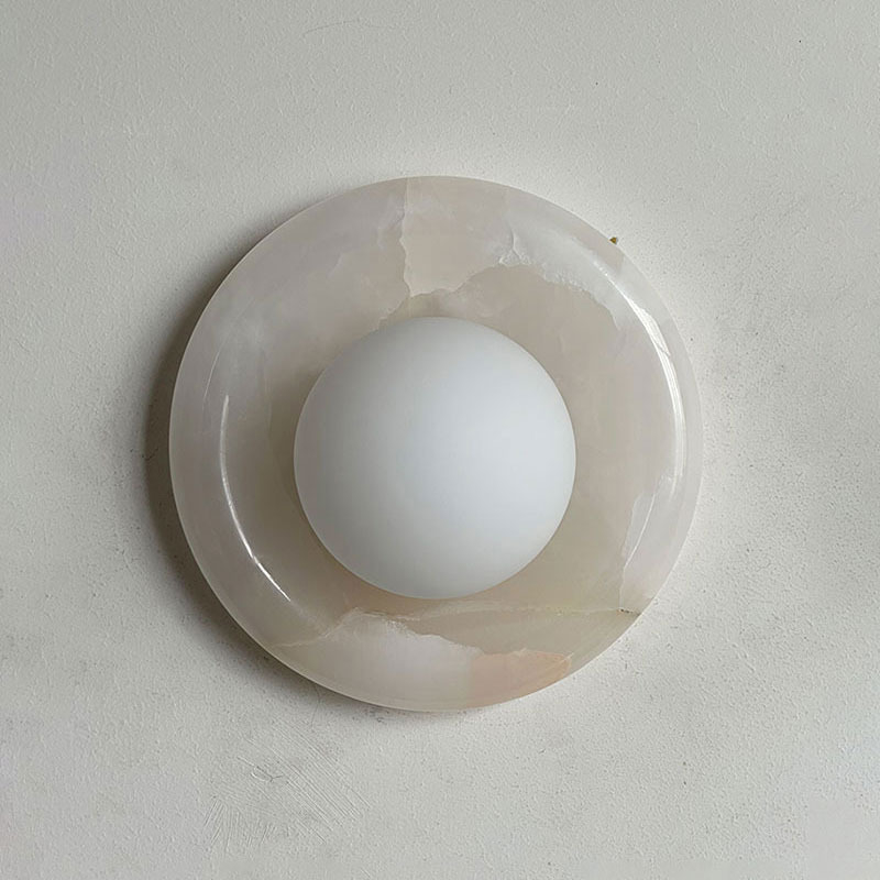 Wabi-Sabi stil, prirodna jade zidna lampa, francuski luksuz hotel-vila stil, travertinska zidna lampa za pozadinu, mermerna lampa za spavaću sobu