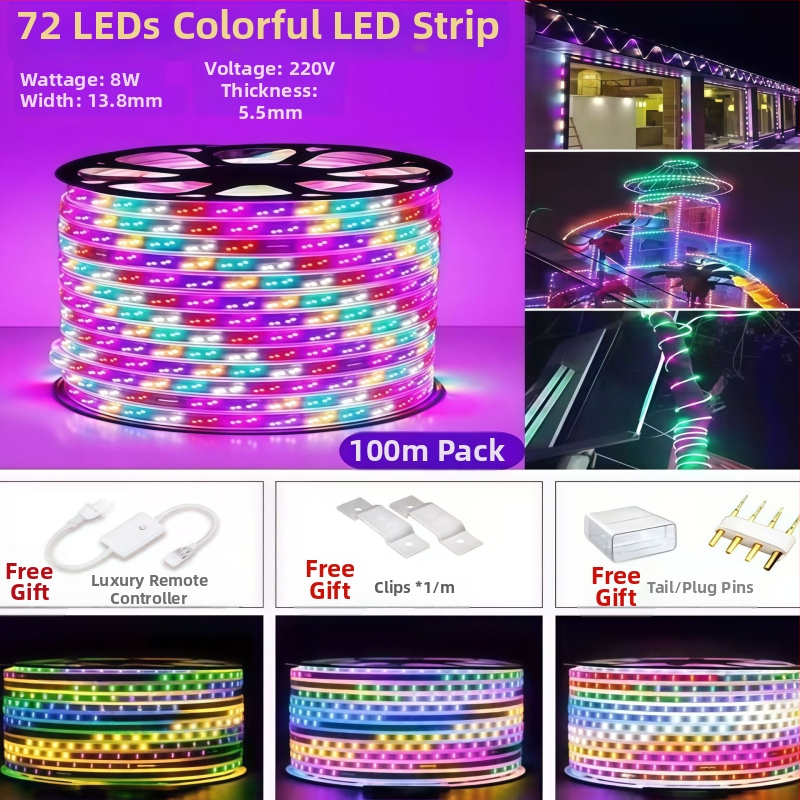 LED traka Dragon 220V, višebojna atmosfera, vanjska vodootporna, ultra jaka, daljinsko upravljanje