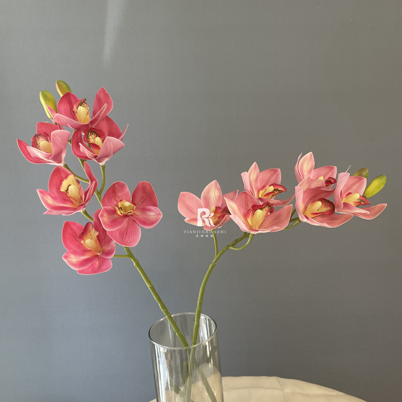 Umjetna Cymbidium orhideja, luksuzan 3D dojam, velika grana, umjetni cvijet za svadbene aranžmane i kućnu dekoraciju