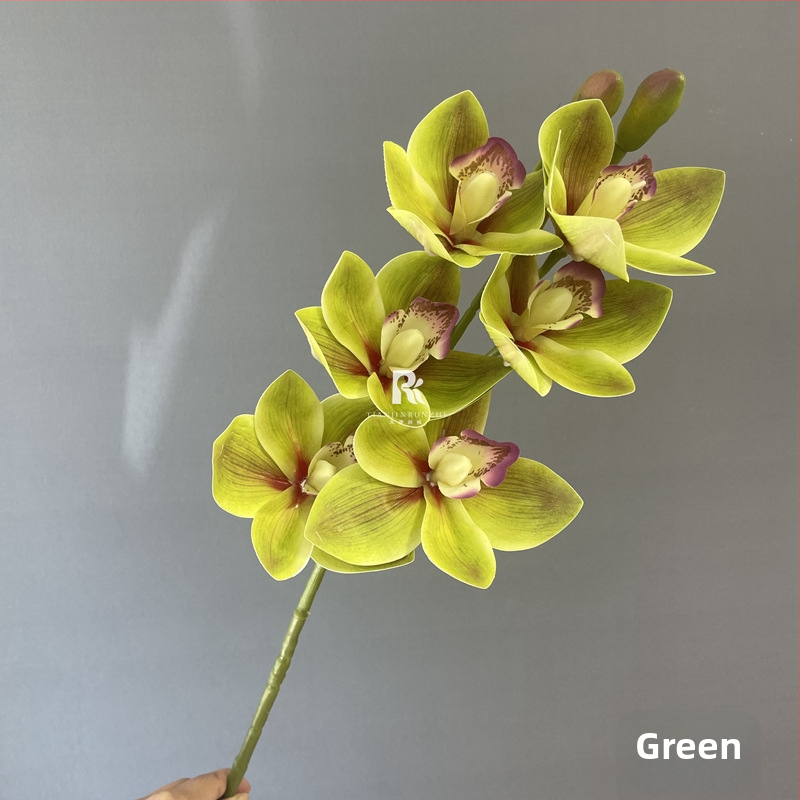 Umjetna Cymbidium orhideja, luksuzan 3D dojam, velika grana, umjetni cvijet za svadbene aranžmane i kućnu dekoraciju