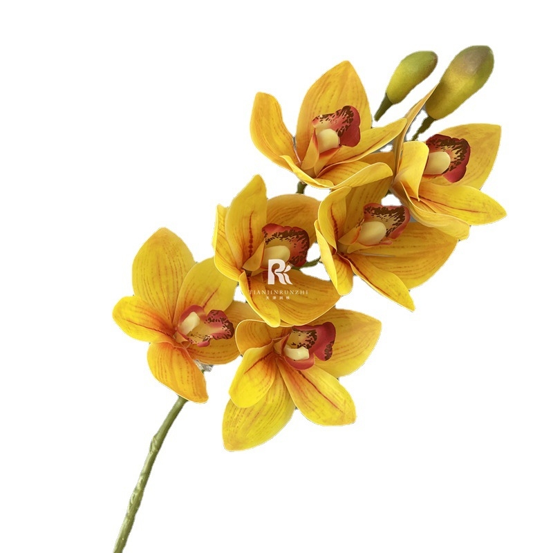 Umjetna Cymbidium orhideja, luksuzan 3D dojam, velika grana, umjetni cvijet za svadbene aranžmane i kućnu dekoraciju