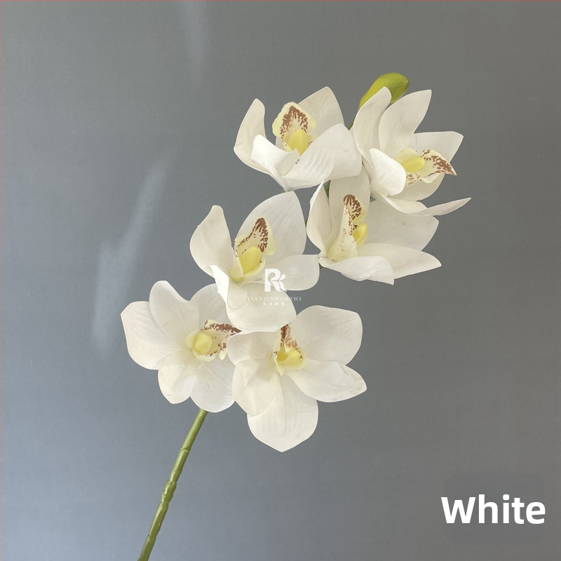 Umjetna Cymbidium orhideja, luksuzan 3D dojam, velika grana, umjetni cvijet za svadbene aranžmane i kućnu dekoraciju