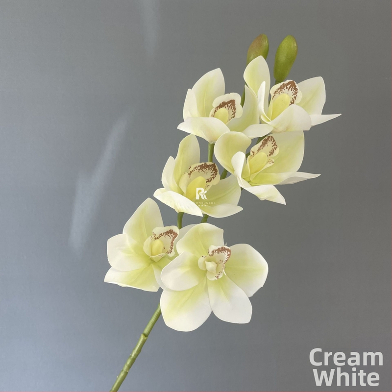 Umjetna Cymbidium orhideja, luksuzan 3D dojam, velika grana, umjetni cvijet za svadbene aranžmane i kućnu dekoraciju